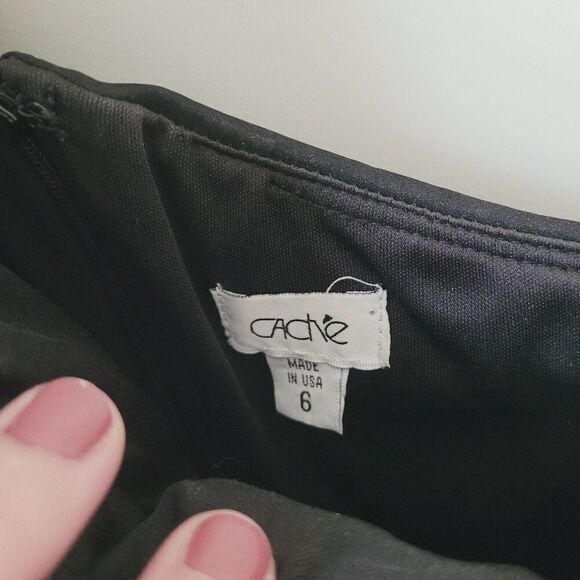 Caché One Shoulder Fit & Flare Sequin & Satin Gown in Black Size 6 - Picture 7 of 7